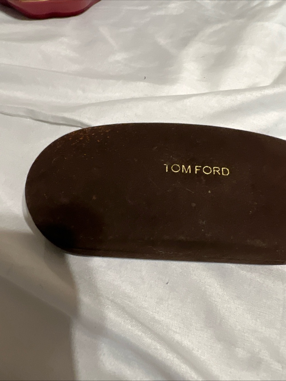 Tom Ford Brown Suede Eyewear Case with Gold Logo